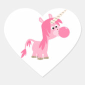 かわいい漫画バブルガムのユニコーンステッカー ハートシール (正面)