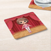 かわいい漫画バレエコースターセット スクエアペーパーコースター (アングル)