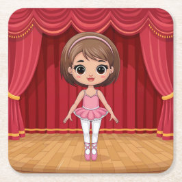 かわいい漫画バレエコースターセット スクエアペーパーコースター