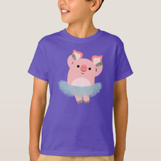 かわいい漫画バレリーナ豚の子供Tシャツ Tシャツ