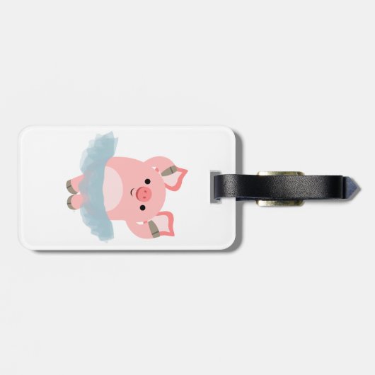 かわいい漫画バレリーナ豚の荷物タグ ラゲッジタグ (裏面横)