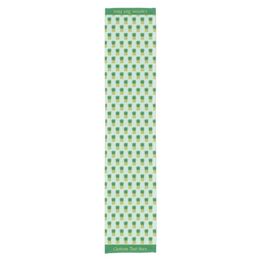 かわいい漫画パイナップル熱帯ハワイアンパターン ショートテーブルランナー (正面)