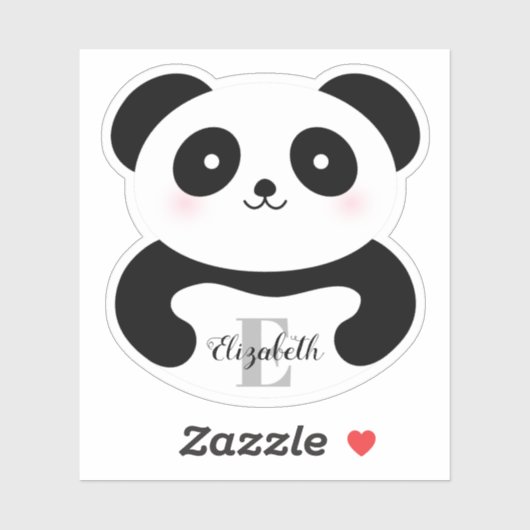 かわいい漫画パンダクマのモノグラム名 シール (シート)