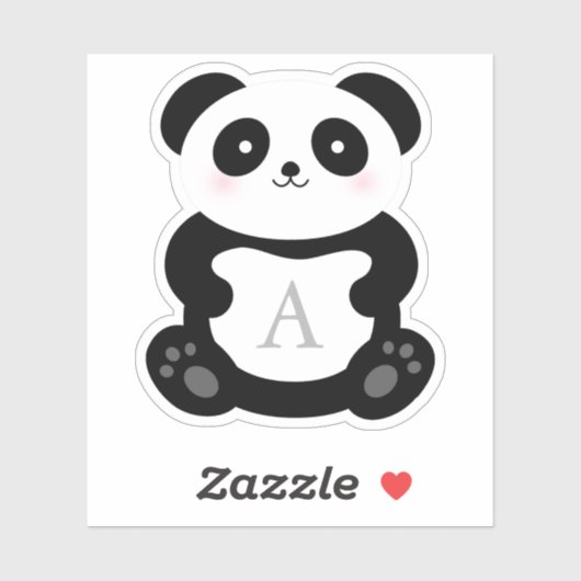 かわいい漫画パンダクマのモノグラム シール (シート)