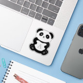 かわいい漫画パンダクマのモノグラム シール (ノートパソコンとiPhone)