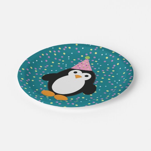 かわいい漫画パーティーペンギン ペーパープレート (アングル)