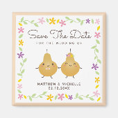 かわいい漫画パーフェクト梨カップルエレガントな結婚式 マグネット (正面)