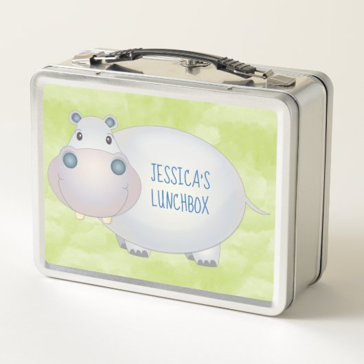 かわいい漫画ヒッポタマスパーソナライズされた メタルランチボックス (裏面)