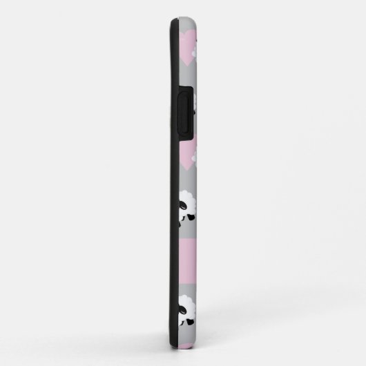 かわいい漫画ヒツジのピンクのハートパターングレー Case-Mate iPhoneケース (裏面/右)