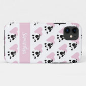 かわいい漫画ヒツジのピンクのハートパターン白 Case-Mate iPhoneケース (裏面(横))