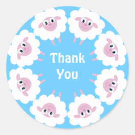 かわいい漫画ヒツジ青カスタムありがとう ラウンドシール
