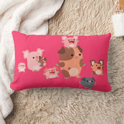 かわいい漫画ピグファミリー装飾用クッション ランバークッション (ブランケット)