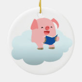 かわいい漫画ピグリーダーonクラウドオーナメント セラミックオーナメント (裏面)