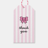 かわいい漫画ピンクの弓ありがとう ギフトタグ (正面)