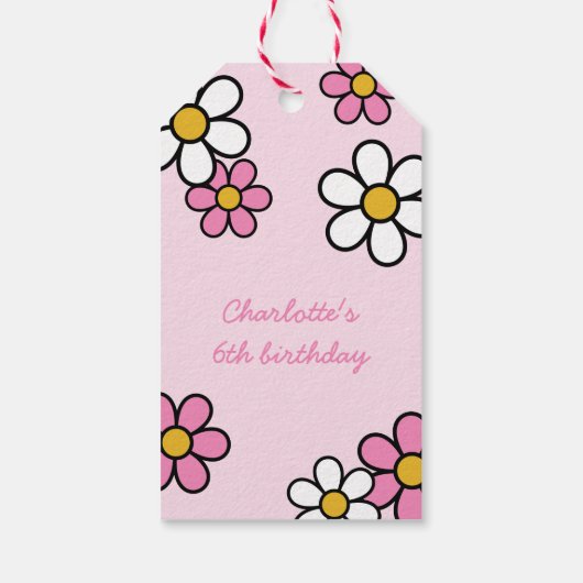 かわいい漫画ピンクの弓ありがとう ギフトタグ (裏面)