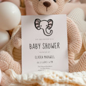 かわいい漫画ピンク象の赤ちゃんシャワー招待状 招待状