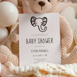 かわいい漫画ピンク象の赤ちゃんシャワー招待状 招待状