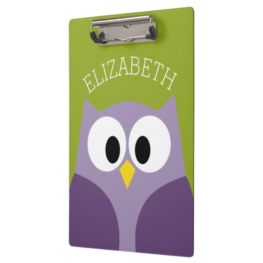 かわいい漫画フクロウ紫とピスタチオ名前をカスタムする クリップボード (左)