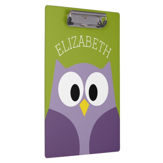 かわいい漫画フクロウ紫とピスタチオ名前をカスタムする クリップボード (右)