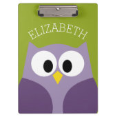 かわいい漫画フクロウ紫とピスタチオ名前をカスタムする クリップボード (正面)