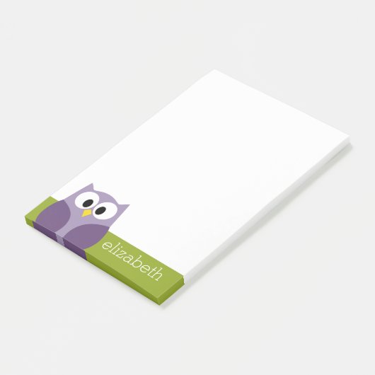 かわいい漫画フクロウ紫とピスタチオ名前をカスタムする ポストイット (アングル)