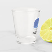 かわいい漫画フラットステッカーパーソナライズされたクジラ ショットグラス (左)