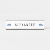 かわいい漫画フラットステッカーパーソナライズされたクジラ デスクネームプレート (正面)