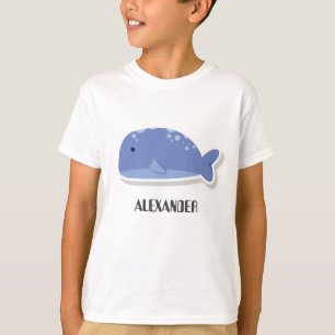 かわいい漫画フラットステッカーパーソナライズされたクジラ Tシャツ