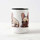 かわいい漫画フランスののブルドッグ ツートーンマグカップ (中央)