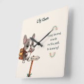 かわいい漫画フランスのブルドッグ新学期生 スクエア壁時計 (傾斜)