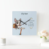 かわいい漫画フランスのブルドッグ新学期生 スクエア壁時計 (ホーム)