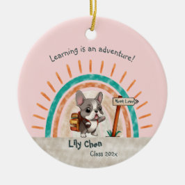 かわいい漫画フランスのブルドッグ新学期生 セラミックオーナメント