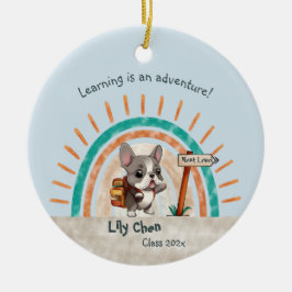 かわいい漫画フランスのブルドッグ新学期生 セラミックオーナメント