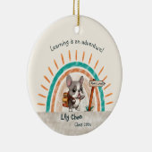 かわいい漫画フランスのブルドッグ新学期生 セラミックオーナメント (右)