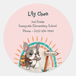かわいい漫画フランスのブルドッグ新学期生 ラウンドシール