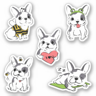 かわいい漫画フランスの的なブルドッグ シール