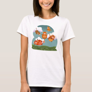 かわいい漫画フローティング高地の牛の女性Tシャツ Tシャツ