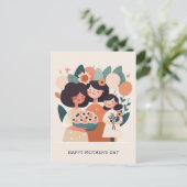 かわいい漫画フローラママと女の子。母の日 ポストカード (スタンド正面)