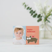 かわいい漫画ブラウンベア写真家の遊日付 コーリングカード (スタンド正面)