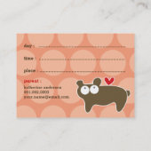 かわいい漫画ブラウンベア写真家の遊日付 コーリングカード (裏面)