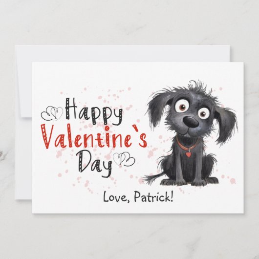 かわいい漫画ブラックパピハッピーバレンタイン シーズンカード (正面)