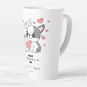 かわいい漫画ブルドッグ愛好家ハートバレンタインデー カフェラテマグ (右アングル)