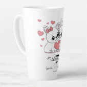 かわいい漫画ブルドッグ愛好家ハートバレンタインデー カフェラテマグ (左アングル)