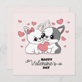 かわいい漫画ブルドッグ愛好家ハートバレンタインデー シーズンカード (正面/裏面)