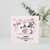 かわいい漫画ブルドッグ愛好家ハートバレンタインデー シーズンカード (スタンド正面)