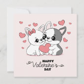 かわいい漫画ブルドッグ愛好家ハートバレンタインデー シーズンカード (正面)