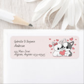 かわいい漫画ブルドッグ愛好家ハートバレンタインデー ラベル (インサイチュ)