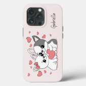 かわいい漫画ブルドッグ愛好家ハートバレンタインデー Case-Mate iPhoneケース (裏面)