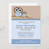 かわいい漫画ブルーフクロウベビーふりかける招待状 招待状 (正面/裏面)