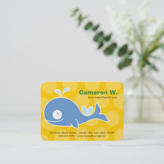 かわいい漫画ブルーホエールキッドのプロフィール写真通話 名刺 (スタンド正面)